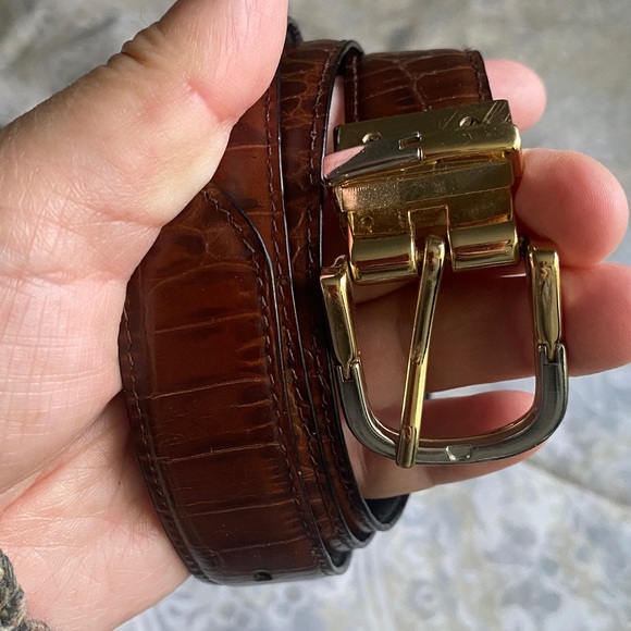 LAUREN Ralph Lauren Reversible Croc Embossed Belt main image 2